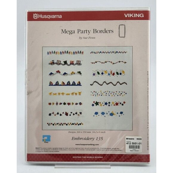Mega Party Borders Embroidery Designs Disk 135 for  Husqvarna Viking Designer 1 - Picture 4 of 4